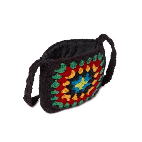 New purse crossbody festival crochet Boho Vibe Open Top Bag Black - Picture 4 of 9